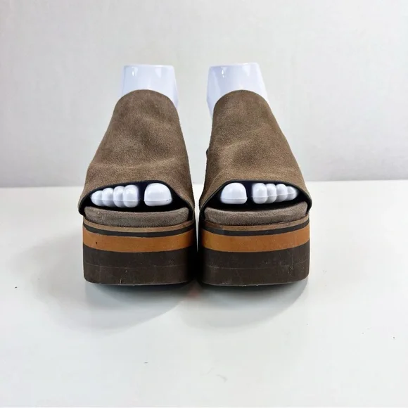 NAKED FEET FLOW in OTTER Platform Sandals Size 7M Slip-on Brown Leather - Picture 3 of 10